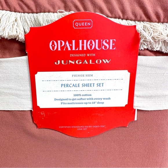 Opalhouse Coral Fringe Cotton Percale Sheet Set - Designed with Jungalow - QUEEN - Picture 6 of 10